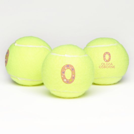 Letter O monogram meisjes gepersonaliseerd koraal Tennisballen (Multi)
