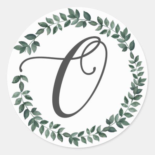 Letter O Monogram Minimalistische Botanische Bladk Ronde Sticker (Voorkant)