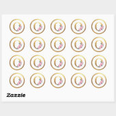 Letter O Monogram Roze Rozen Bloemen & Elegant Gou Ronde Sticker (Vel)