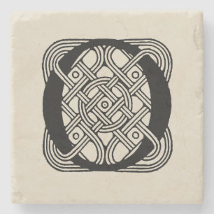 Letter O Monogram Vintage Keltische Knoopprint Stenen Onderzetter