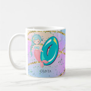 Letter O Monogram Waterverf Cute Mermaid Nursery Koffiemok