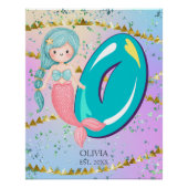 Letter O Monogram Waterverf Cute Mermaid Nursery Perfect Poster (Voorkant)