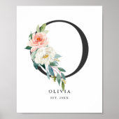 Letter O Monogram Waterverf Perzikflessen ursery Poster (Voorkant)