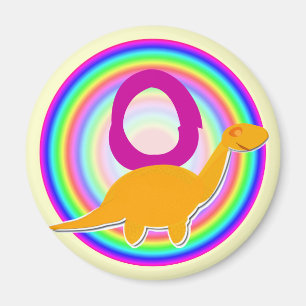 Letter O Oranje Dinosaur Diplodocus Fridge Magnet