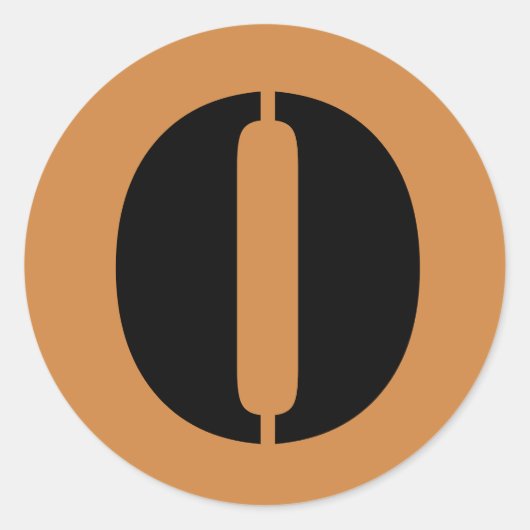 Letter O Stencil Alfabet van Janz Peru Gold Ronde Sticker (Voorkant)