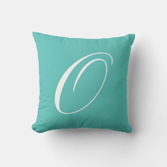 Letter O Turquoise Monogram Pillow Kussen (Voorkant)