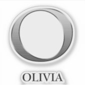Letter O Two-Tone Silver Grey en Name Sticker (Voorkant)