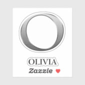 Letter O Two-Tone Silver Grey en Name Sticker (Vel)
