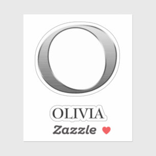 Letter O Two-Tone Silver Grey en Name Sticker