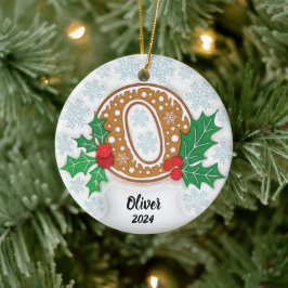 Letter of aangepaste naam Monogram Kerstmis Keramisch Ornament