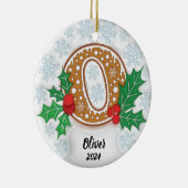 Letter of aangepaste naam Monogram Kerstmis Keramisch Ornament (Rechts)