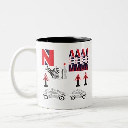 Letter-ontwerp Tweekleurige Koffiemok (Links)