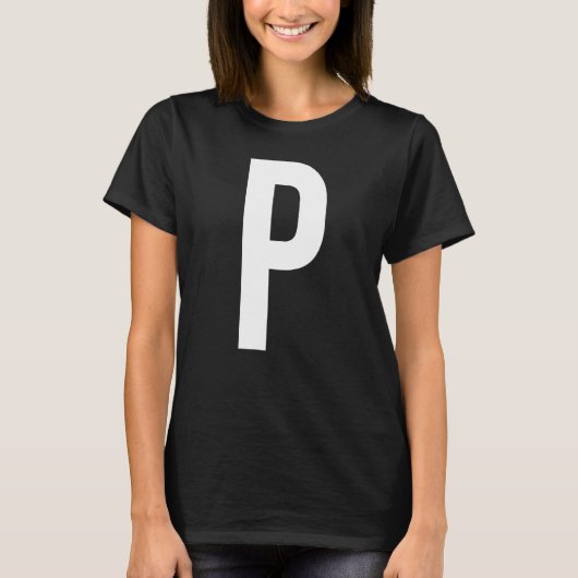 LETTER P ALFABET MONOGRAM INITIAAL T-SHIRT (Voorkant)