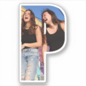 Letter P Alphabet & Photo Custom-Cut Vinyl Sticker (Voorkant)