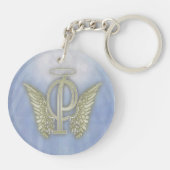 Letter P Angel Monogram Sleutelhanger (Achterkant)