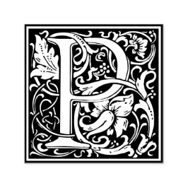 Letter P art nouveau black and white Tegel Zelfinktende Stempel