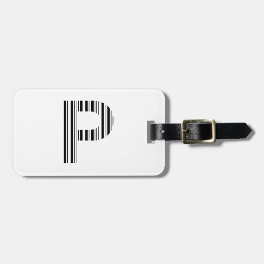 LETTER P BAR CODE Eerste Initiaal Barcodepatroon Bagagelabel (Voorkant horizontaal)