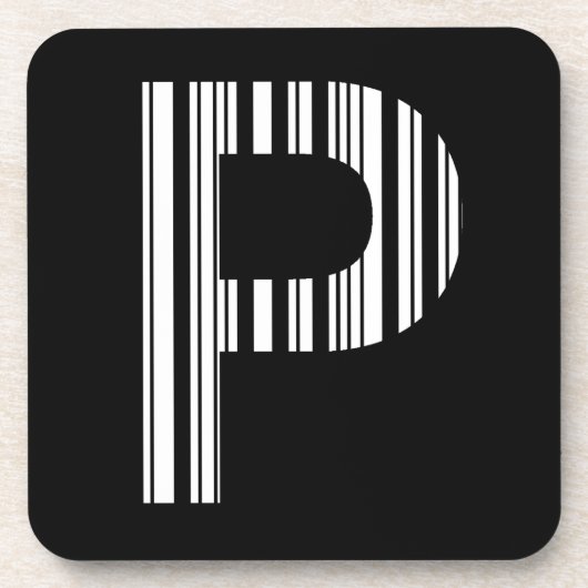 LETTER P BAR CODE Eerste Initiaal Barcodepatroon Onderzetter (Voorkant)