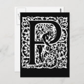 Letter P Black en White Monogram-kaarten Briefkaart (Voorkant / Achterkant)