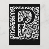 Letter P Black en White Monogram-kaarten Briefkaart (Voorkant)