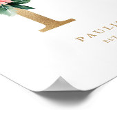 Letter P Blush Floral Monogram Gold Foil Nursery Poster (Hoek)