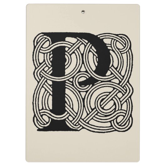 Letter P  Celtic Knot Monogram Klembord (Achterkant)