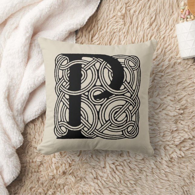 Letter P  Celtic Knot Monogram Kussen (Deken)