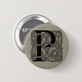Letter P  Celtic Knot Monogram Ronde Button 5,7 Cm (Voorkant /achterkant)