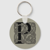 Letter P  Celtic Knot Monogram Sleutelhanger (Voorkant)