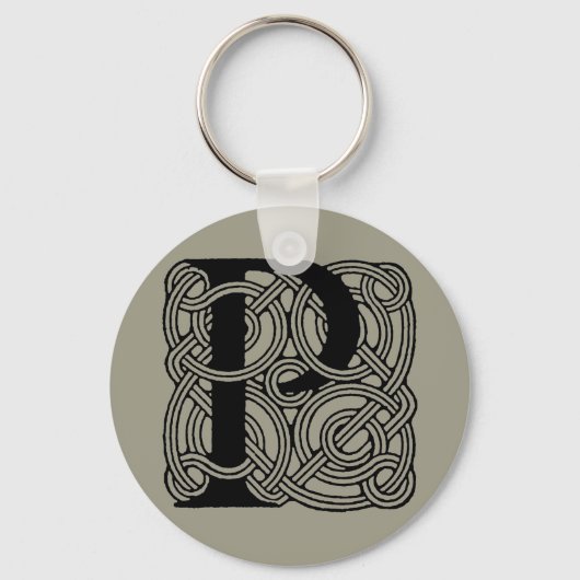 Letter P  Celtic Knot Monogram Sleutelhanger (Voorkant)