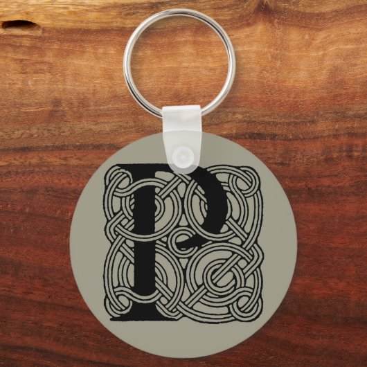 Letter P  Celtic Knot Monogram Sleutelhanger (Voorkant)