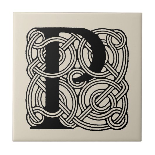 Letter P  Celtic Knot Monogram Tegeltje (Voorkant)