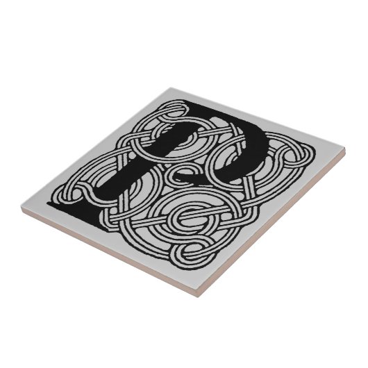 Letter P  Celtic Knot Monogram Tegeltje (Zijkant)
