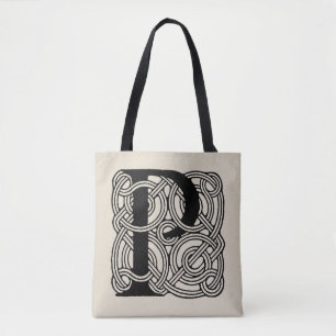 Letter P Celtic Knot Monogram Tote Bag