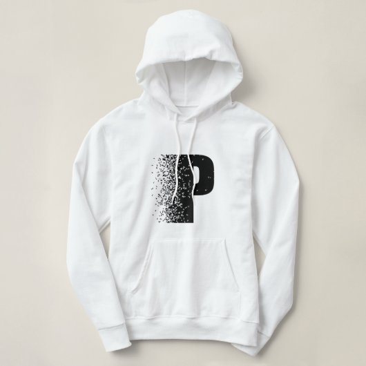 Letter P Desintegratie Effect Hoodie | Modern  (Design voorkant)