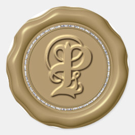 *~* Letter P Diamond Circle GOLD Wax Seal Stickers