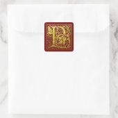 Letter P Eerste letter Faux Gold Vierkante Sticker (Tas)
