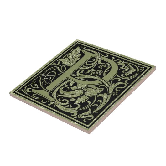 Letter P Eerste Letter Monogram Tegeltje (Zijkant)