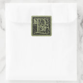 Letter P Eerste Letter Monogram Vierkante Sticker (Tas)