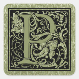 Letter P Eerste Letter Monogram Vierkante Sticker
