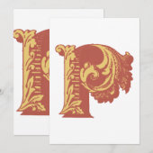 Letter "P" Elegant geborduurd Kaart (Voorkant / Achterkant)