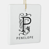 Letter P Elegant Monogram Kerst Ornament (Rechts)