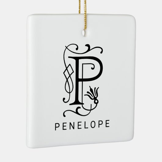 Letter P Elegant Monogram Kerst Ornament (Rechts)