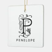 Letter P Elegant Monogram Kerst Ornament (Links)