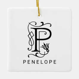 Letter P Elegant Monogram Kerst Ornament