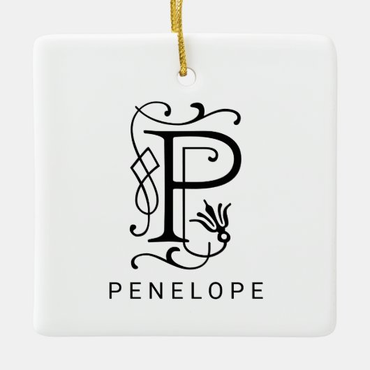 Letter P Elegant Monogram Kerst Ornament (Voorkant)