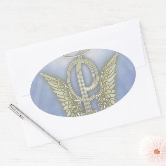 Letter P Engel Monogram Ovale Sticker (Envelop)