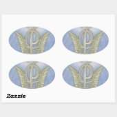 Letter P Engel Monogram Ovale Sticker (Vel)