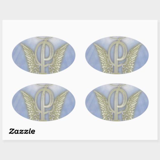 Letter P Engel Monogram Ovale Sticker (Vel)