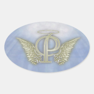 Letter P Engel Monogram Ovale Sticker
